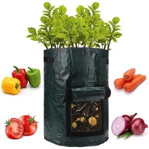 4Pack 10Gallon Garden Potato Grow Bags with Flap and Handles Aeration Fabric Pot